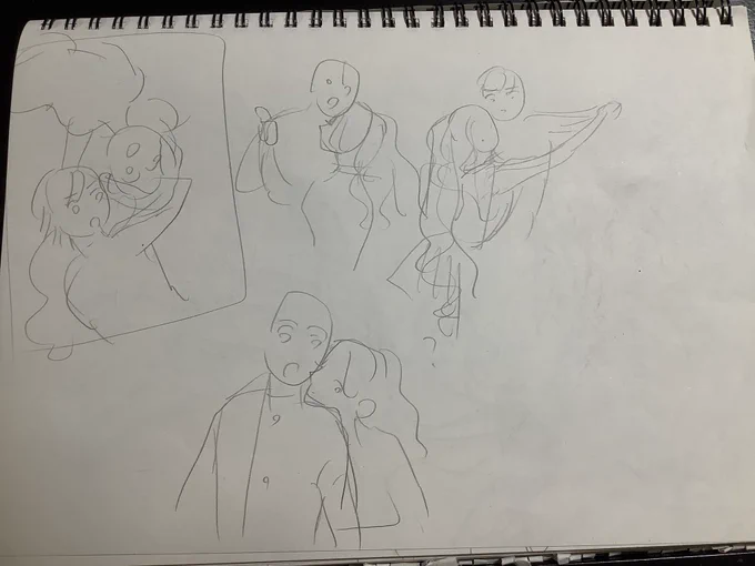 ②
なかなか決まらなくて描き起こしながら落ち込んでるメモ書きがある。 