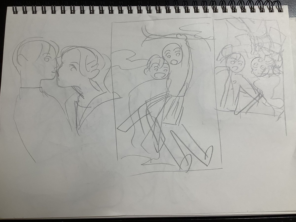 ②
なかなか決まらなくて描き起こしながら落ち込んでるメモ書きがある。 