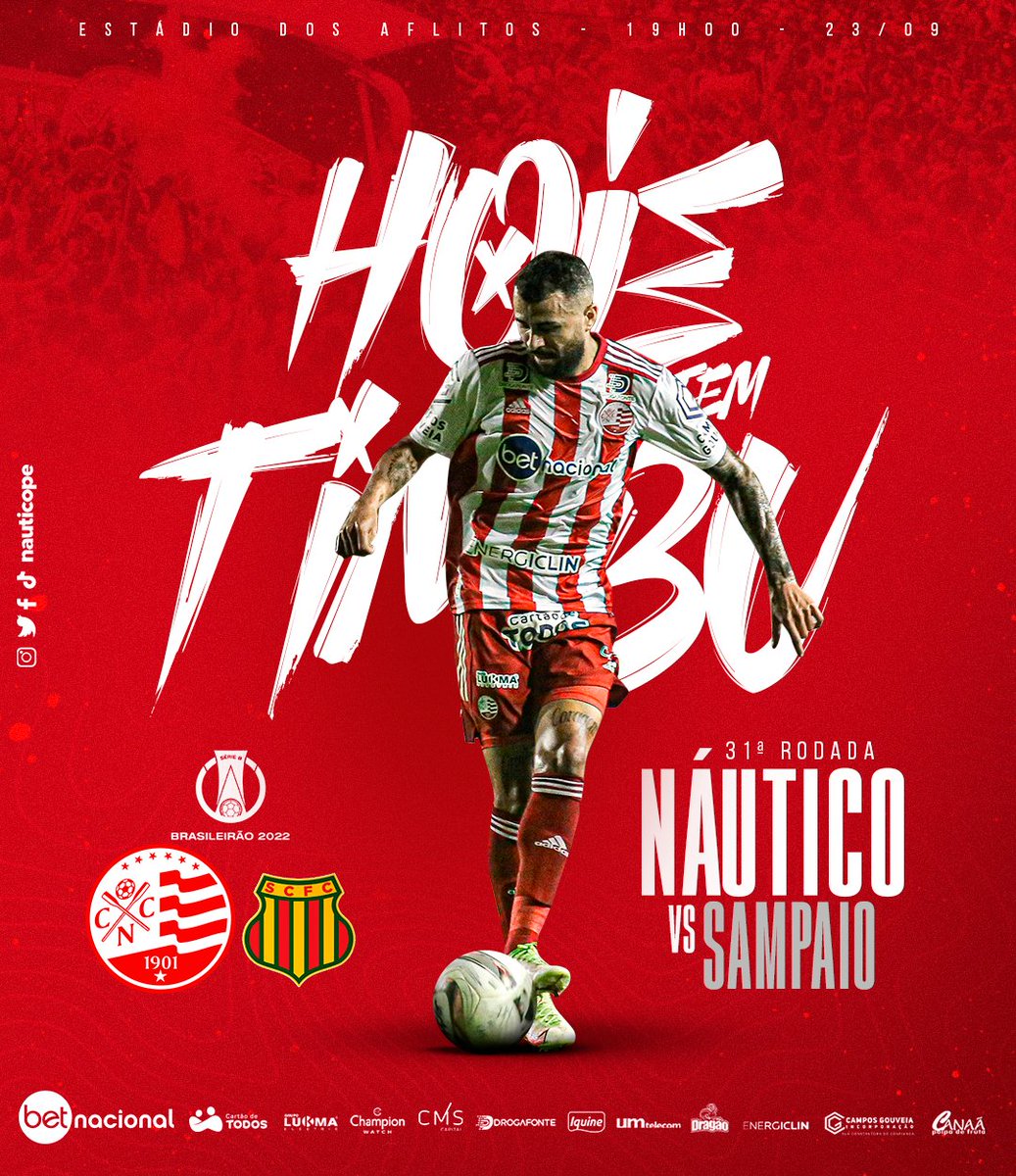 nauticope's tweet photo. VAI PRA CIMA DELES, NÁUTICO!!! 🔴⚪

🏆 Campeonato Brasileiro Série B - 31ª rodada
⏱ 19h
🏟 Aflitos
🎥 SporTV e Premiere 
💪 #DiadeTimbu 
➡️ https://t.co/ZnQMn2f6cx https://t.co/XdcbMxa6Lu
