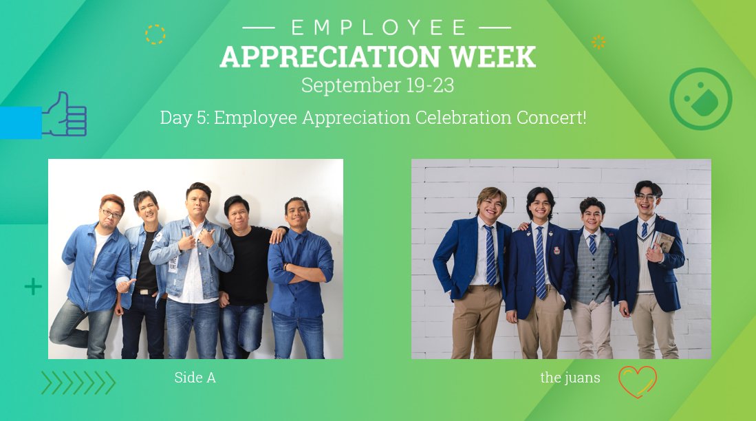 HappyAtDeltek's tweet photo. We are wrapping up the week with our virtual Employee Appreciation Celebration Concert! Join us as we will be serenaded by two of the most sought-after bands in the Philippines, #SideA and @TheJuans_BAND
Use the hasthag #DeltekAppreciates2022 #HappyAtDeltek, See you there! https://t.co/ZmrXrEEILa