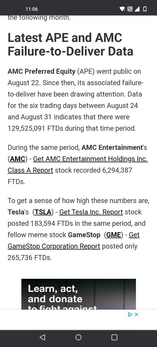 David40666027's tweet photo. #amc #AMCARMY Don't be fooled into thinking there is a sell off on AMC OR APE. Shorts have not covered as evident of ftds. Don't panic. Don't let shorts take your shares 🙌 https://t.co/weZ2Ait0ZH