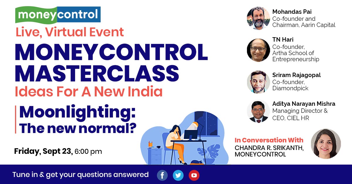 Infosys banned it &amp; Wipro fired 300 employees because of it. 😟

What's your take on #Moonlighting? 🤔

Join <a href="/TVMohandasPai/">Mohandas Pai</a>, <a href="/TNHari/">T.N.HARI</a>, <a href="/vrsriram75/">Sriram Rajagopal</a>
 &amp; <a href="/a_mafoi/">aditya mishra</a> at the debate this evening on #MCMasterclass in conversation with <a href="/chandrarsrikant/">Chandra R. Srikanth</a>.

#StayTuned! 🔥

#Jobs #Infosys #Wipro
