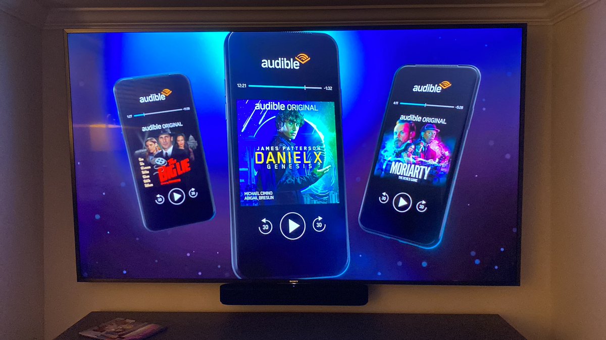 TreefortMedia's tweet photo. We 👀 you @NFLonPrime with your @audible_com stuff during #TNF game of #PITvsCLE and appreciate that MORIARTY is included in the visuals. 🤙🏼 https://t.co/am1xBQyR34