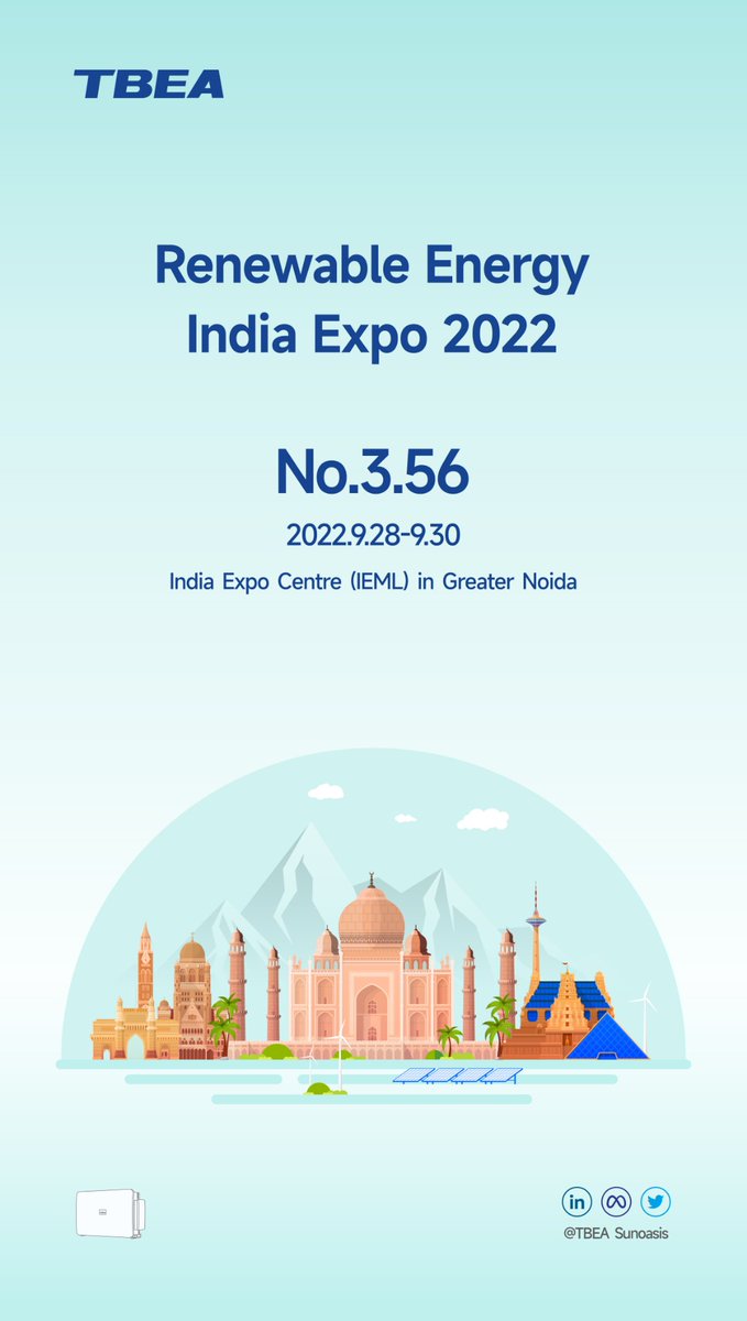 28-30th Sep.
Warmly Welcome to India Exhibition!!TBEA Booth: No.3.56
India Expo Centre (IEML)in Greater Noida