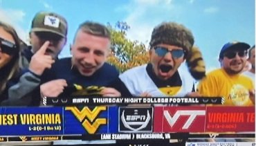 BullpenRob's tweet photo. Look at these Sunnyside Bullpen faithful representing for the win against Va Tech....LETS GOOOOOO!!!! @SUNNYSIDEBULLP1 @TheRealHerrick @WVUBarstool @WVUfootball https://t.co/9kdEyPcJwC