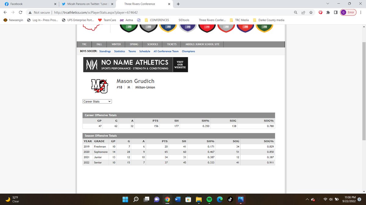 trcathletics's tweet photo. 👀 We see you Mason! 👀 One game after setting the Milton-Union boys soccer career assist record, Mason Grudich set the Bulldogs' career goals record with 62! Matt Gilbert held the record with 61 since 1990. @MU_Bulldogs @MU_BoysSoccer @CraftRoger https://t.co/RZBI1DP91N
