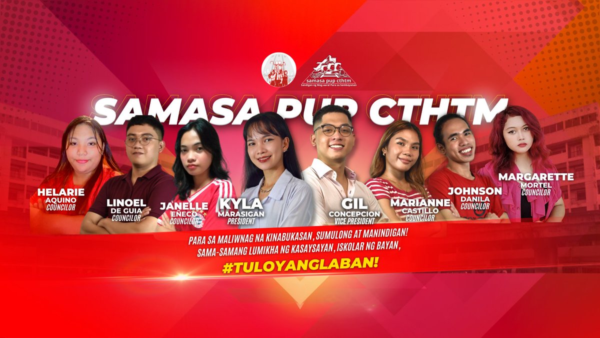samasapupcthtm's tweet photo. Para sa maliwanag na kinabukasan, sumulong at manindigan! Sama-samang lumikha ng kasaysayan, Iskolar ng Bayan, #TuloyAngLaban!
#SAMASAPUP
#SAMASAPUPCTHTM
#PUPCTHTM
#PUPHalalan2022
#MarasiganConcepcionForCTHTMSC https://t.co/6yKvMmhAHZ