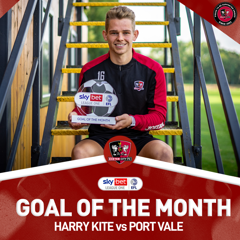 OfficialECFC's tweet photo. 🏆 Congratulations, @harrykite8 🔥

Harry's screamer against @OfficialPVFC has been named the @EFL @SkyBetLeagueOne Goal of the Month for August 😍

#ECFC #OneGrecianGoal