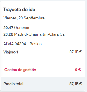 anxeela's tweet photo. Añadimos salida desde Orense, el mismo ALVIA (87,15€).... @Renfe @Inforenfe https://t.co/aihByFbuZp