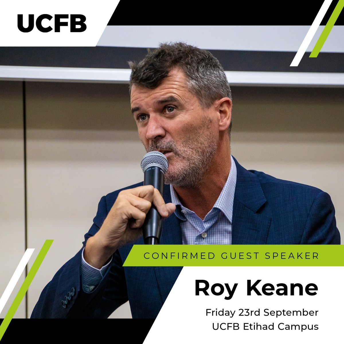 ucfb's tweet photo. Today's the day! 👀

Roy Keane will speak to students at UCFB Etihad Campus this morning! 🙌 #FridayFeeling https://t.co/IaDgrFUbk6