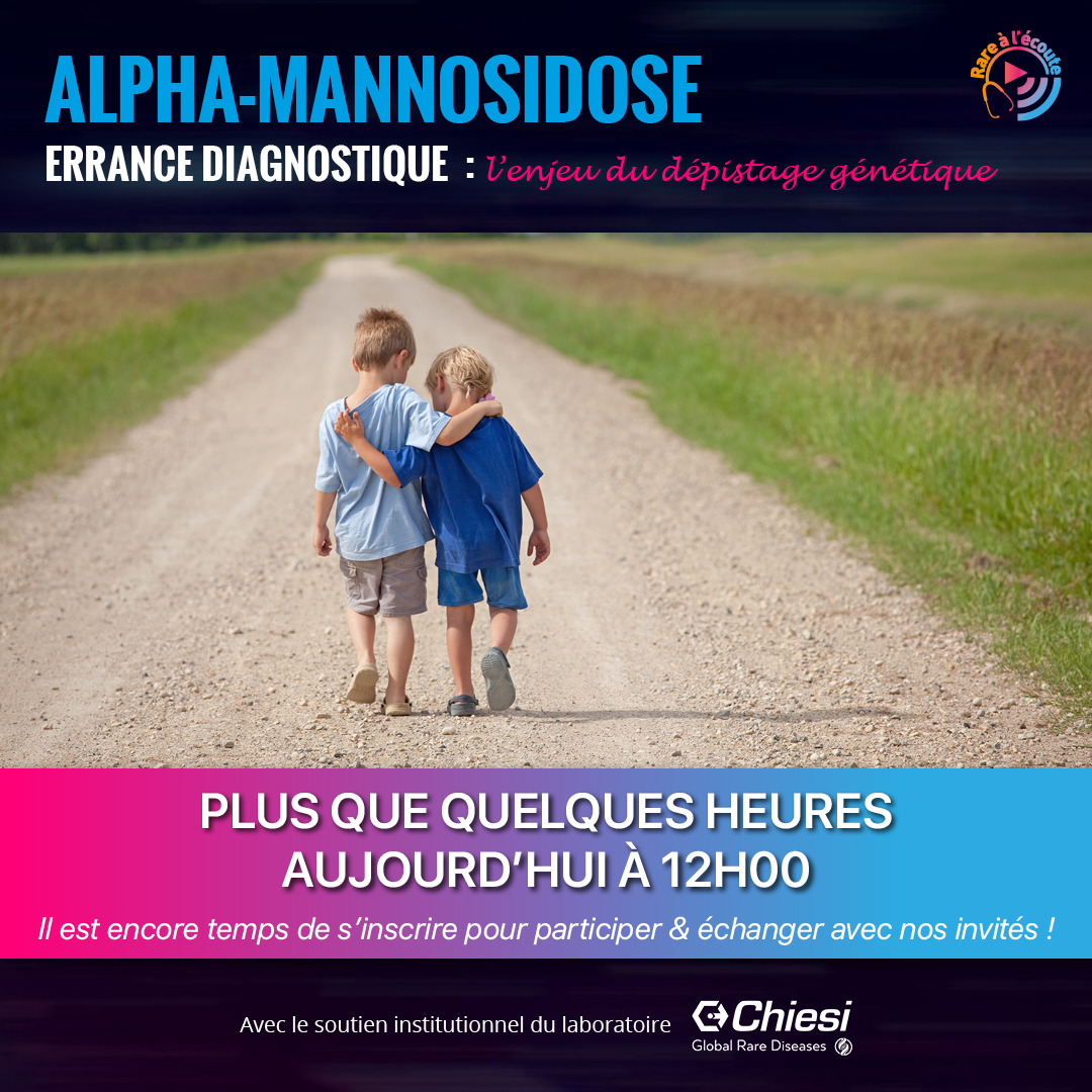 🚨Dans quelques heures débutera le #Live sur l’#AlphaMannosidose 👥#EnDirect des familles de patients atteints de cette #MaladieRare et un #expert 🎬Il est encore temps de vous inscrire👉bit.ly/3uWtAMa👈@Chiesifrance 🤝 @leLysosome @FiliereG2m @sf_pediatrie @SFNeurologie