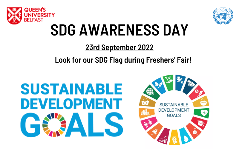 SDG Awareness Day | 23rd September 2022 We are taking part in the SDG Flag Campaign with @globalcompactUK to show our commitment to #Agenda2030. The #SDGs are our roadmap for an inclusive, just, and sustainable society. Let’s work #TogetherForTheSDGs #QUBSustainability