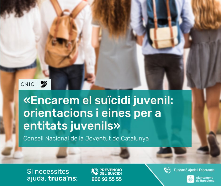 TPrevSuicidi's tweet photo. El @CNJCat ha elaborat un protocol amb orientacions i eines de #prevenciódelsuïcidi en entitats juvenils que recomanem tenir com a referència.

👉 Podeu trobar el document complet aquí: https://t.co/R3ItWQafEV https://t.co/DHORRO7Ovq