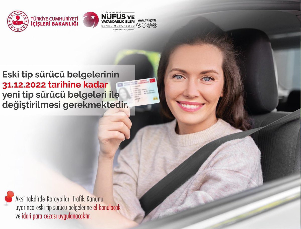 Gündoğmuş İlçe Nüfus Müdürlüğü (@gundogmus_nufus) on Twitter photo ✅Eski tip Sürücü Belgelerimizi
3️⃣1️⃣.1️⃣2️⃣.2️⃣0️⃣2️⃣2️⃣ tarihine kadar yenilemeyi unutmayalım..‼️
#HayatınızınHerAnında <a href="/GundogmusKymkml/">Gündoğmuş Kaymakamlığı</a> <a href="/AntalyaNufus/">Antalya İl Nüfus ve Vatandaşlık Müdürlüğü</a> <a href="/AntalyaValilik/">T.C. Antalya Valiliği</a> <a href="/TCNufus/">Nüfus ve Vatandaşlık İşleri Genel Müdürlüğü</a> <a href="/TC_icisleri/">T.C. İçişleri Bakanlığı</a> <a href="/BayramDogmus/">Bayram DOĞMUŞ</a> <a href="/AyeSerapGney1/">Ayşe Serap Güney</a> <a href="/muratyesilyurtt/">Murat Yeşilyurt</a> <a href="/sefikaygol/">Şefik AYGÖL</a> <a href="/ersinyazici1/">Ersin YAZICI</a> <a href="/suleymansoylu/">Süleyman Soylu</a> ✅Eski tip Sürücü Belgelerimizi
3️⃣1️⃣.1️⃣2️⃣.2️⃣0️⃣2️⃣2️⃣ tarihine kadar yenilemeyi unutmayalım..‼️
#HayatınızınHerAnında <a href="/GundogmusKymkml/">Gündoğmuş Kaymakamlığı</a> <a href="/AntalyaNufus/">Antalya İl Nüfus ve Vatandaşlık Müdürlüğü</a> <a href="/AntalyaValilik/">T.C. Antalya Valiliği</a> <a href="/TCNufus/">Nüfus ve Vatandaşlık İşleri Genel Müdürlüğü</a> <a href="/TC_icisleri/">T.C. İçişleri Bakanlığı</a> <a href="/BayramDogmus/">Bayram DOĞMUŞ</a> <a href="/AyeSerapGney1/">Ayşe Serap Güney</a> <a href="/muratyesilyurtt/">Murat Yeşilyurt</a> <a href="/sefikaygol/">Şefik AYGÖL</a> <a href="/ersinyazici1/">Ersin YAZICI</a> <a href="/suleymansoylu/">Süleyman Soylu</a>