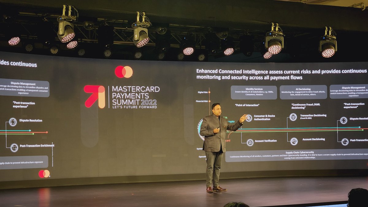 mastercardindia's tweet photo. .@vbprasanna, VP, Regional Lead - Identity Solutions at @mastercardindia speaks about how #AI based identity solutions are vital to protect valuable cardholders’ data as #digitalpayments rapidly become the preferred way of life at the #MastercardPaymentsSummit22 https://t.co/uEBjhVu8ao