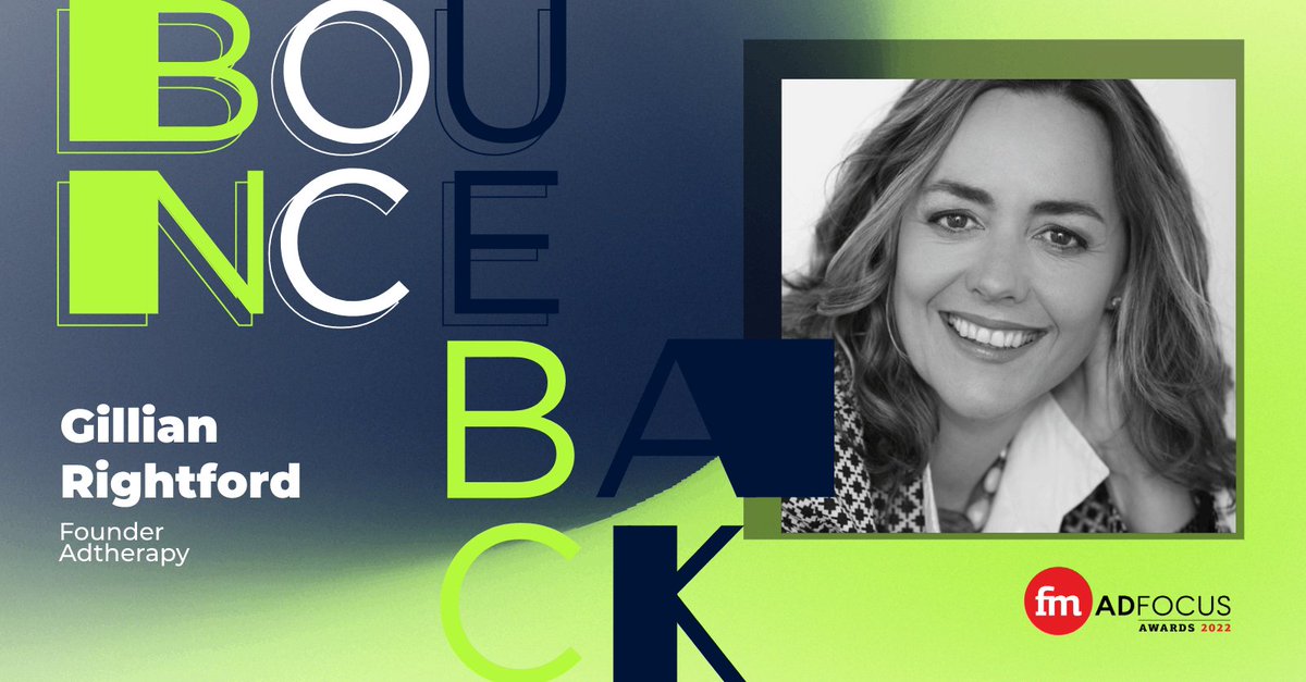 FMAdFocus's tweet photo. We’re proud to have Gillian Rightford, Founder, Adtherapy, on the Jury of the AdFocus 2022 Awards. We are celebrating the champions of the Bounce Back. Don’t miss the event on the 30th of November. #AdFocus2022 #BounceBackFM #FinancialMail @grightford @TheAdtherapist https://t.co/VSkvjTKYK6