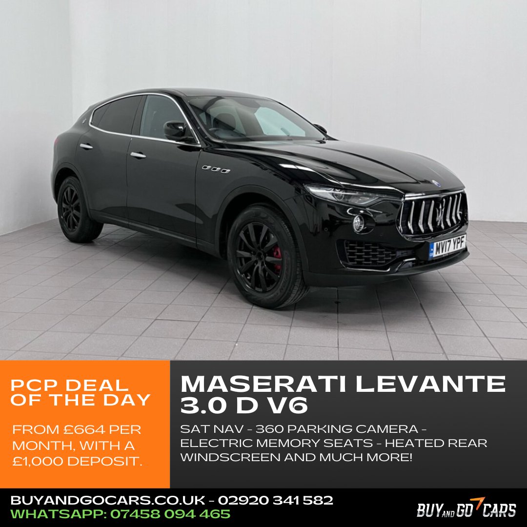 BuyAndGoCars's tweet photo. ‼️ HP Deal - From £664.02 per Month, with a £1,000 Deposit* ‼️

New into stock is this excellent example of the 2017 Maserati Levante.

SAT NAV - 360 SENSORS - PARKING CAMERA - ELECTRIC MEMORY SEATS - HEATED REAR SCREEN &amp; MORE! 

💸 Finance from 7.9% APR.

https://t.co/WcQ3mYEBbD https://t.co/xVn8uLRPPe