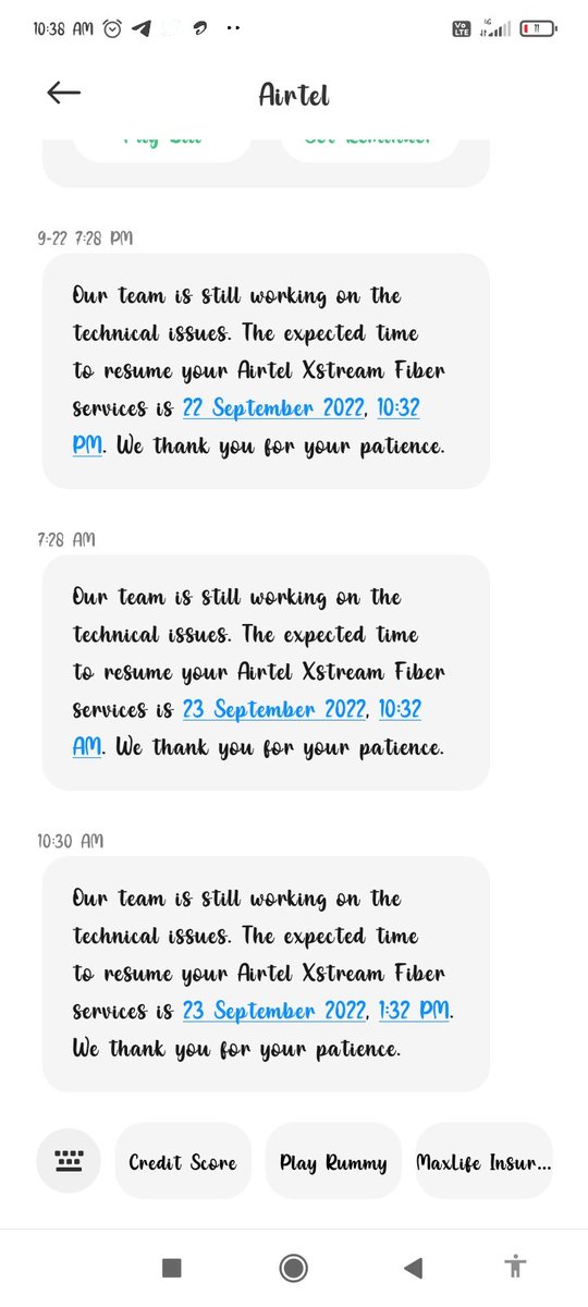 TanuSuuraj's tweet photo. @Airtel_Presence Any update @Airtel_Presence  as my net is still not resumed by the given time (1:32pm) from Airtel, snapshot attached plz check https://t.co/D3PU4nGo8M