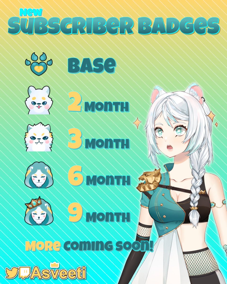 asveeti's tweet photo. I unveiled my brand new 🦁 Sub Badges 👑 during my last stream and thank you guys for such a warm reception! 

I love them so much! 💘 They're absolutely adorable. Thank you @KreutzArt for making them for me! You did an amazing job!

#Vtuber #VtubersEN #VtubersUprising https://t.co/ndfWz9VCOT