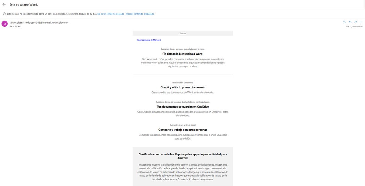 Problems getting into the inboxes of your users? the same thing happens to :

<a href="/MicrosoftES/">Microsoft España</a>  <a href="/Outlook/">Microsoft Outlook</a> <a href="/Microsoft/">Microsoft</a> <a href="/MicrosoftHelps/">Microsoft Support</a> 

#emialgeeks #deliverymail