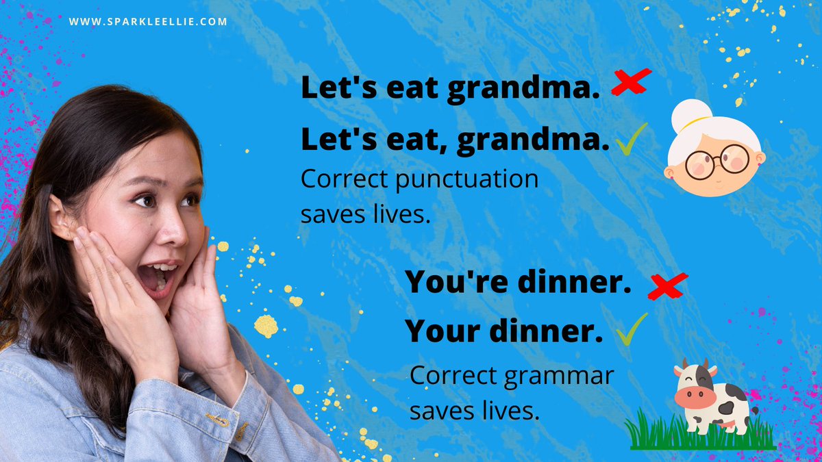 EloiseBa87's tweet photo. Punctuation saves lives! Happy Punctuation Day for tomorrow. 

Here's a comprehensive guide to punctuation: https://t.co/YoU7RCmSlA

#punctuation #WritingCommunity #Fridayfun https://t.co/fwCscdAeSG