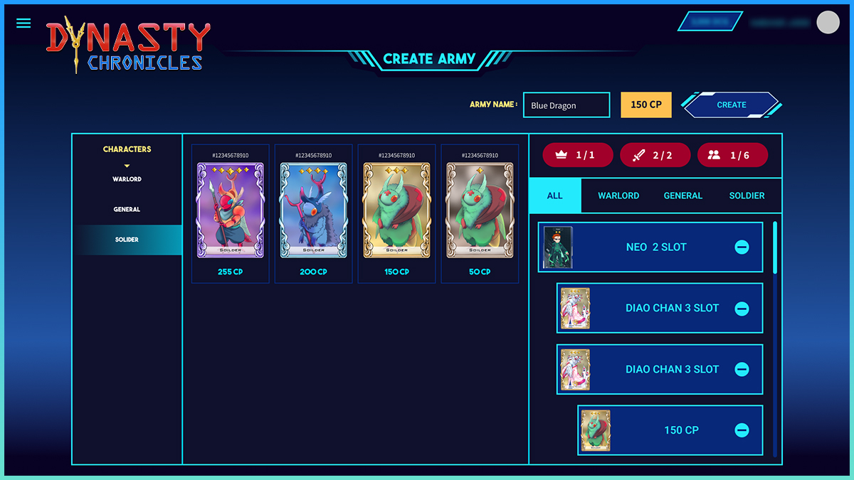 📣Introducing Tier Character “Soldier” 📣
CP (Combat Point) depends on the Rarity of the soldier and different required amount of CP for each resource field.

#NFTCommmunity #NFT #NFTProjects #PlayToEarn #NFTGames #BinanceSmartChain #GameFi #cryptocurrency #P2E #threekingdom