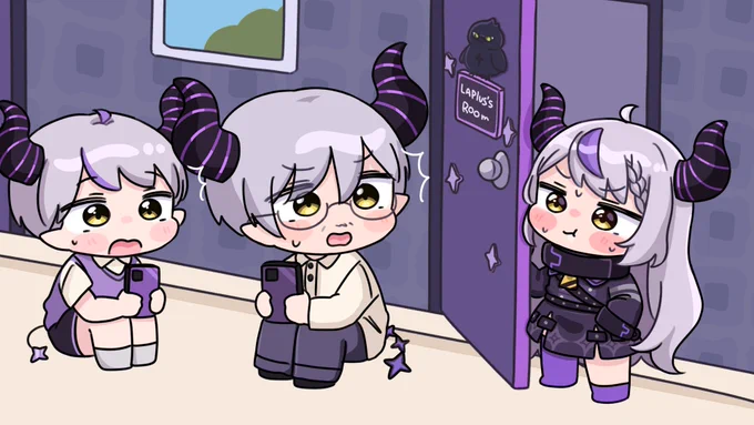 歌配信をパパと弟に見られていることを知り恥ずかしくなるラプ様#laplus_artdesu 