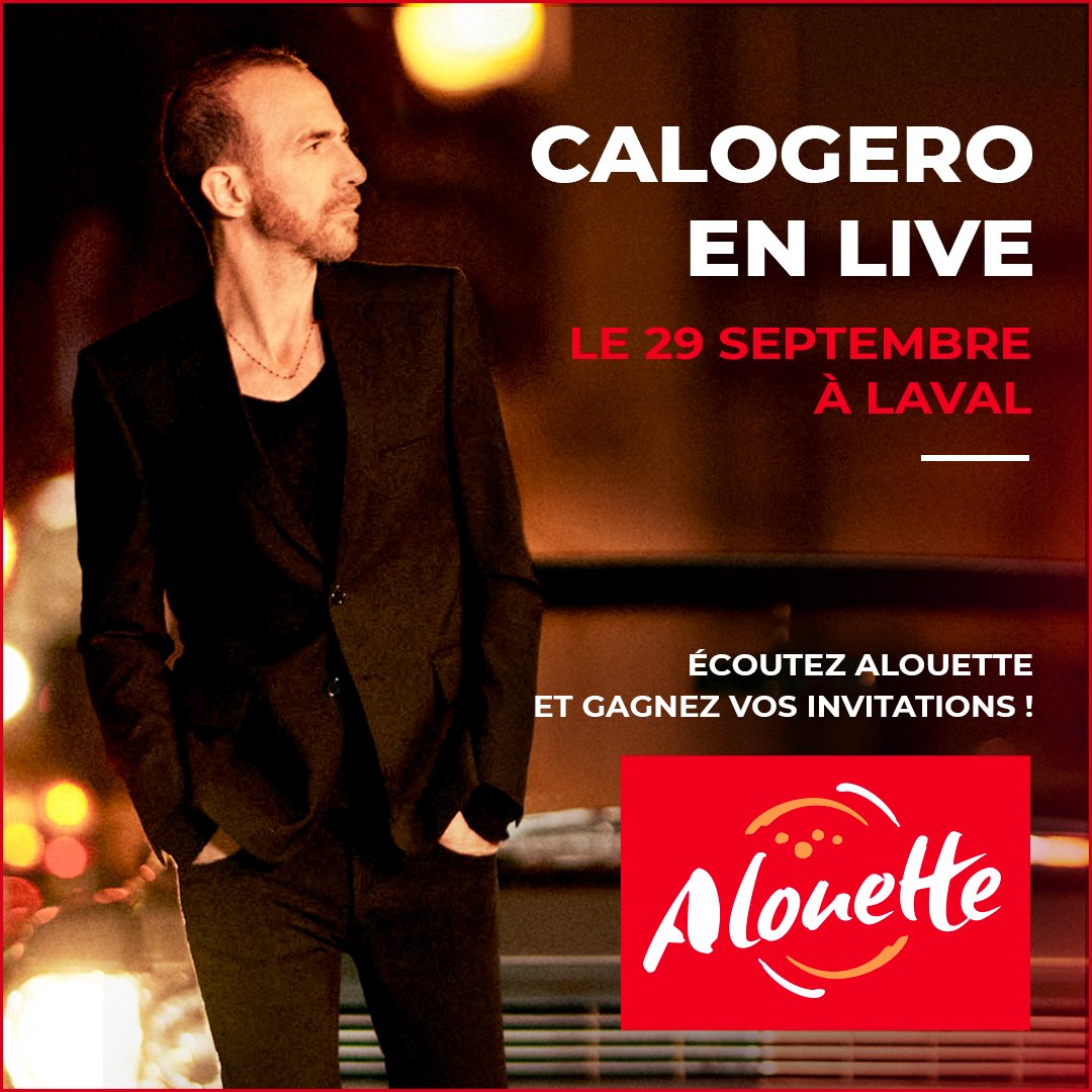 AlouetteRadio's tweet photo. 🎁 CONCOURS 🎁
Alouette vous offre vos invitations pour l'émission et le Live Alouette avec @calogerofficiel le jeudi 29 septembre à Laval ! 😍

Pour participer : 
➡️ RT+Follow @AlouetteRadio
📅 Tirage au sort le 28 septembre

🍀 Multipliez vos chances en jouant sur FB et Insta ! https://t.co/FkKKrh6ebf