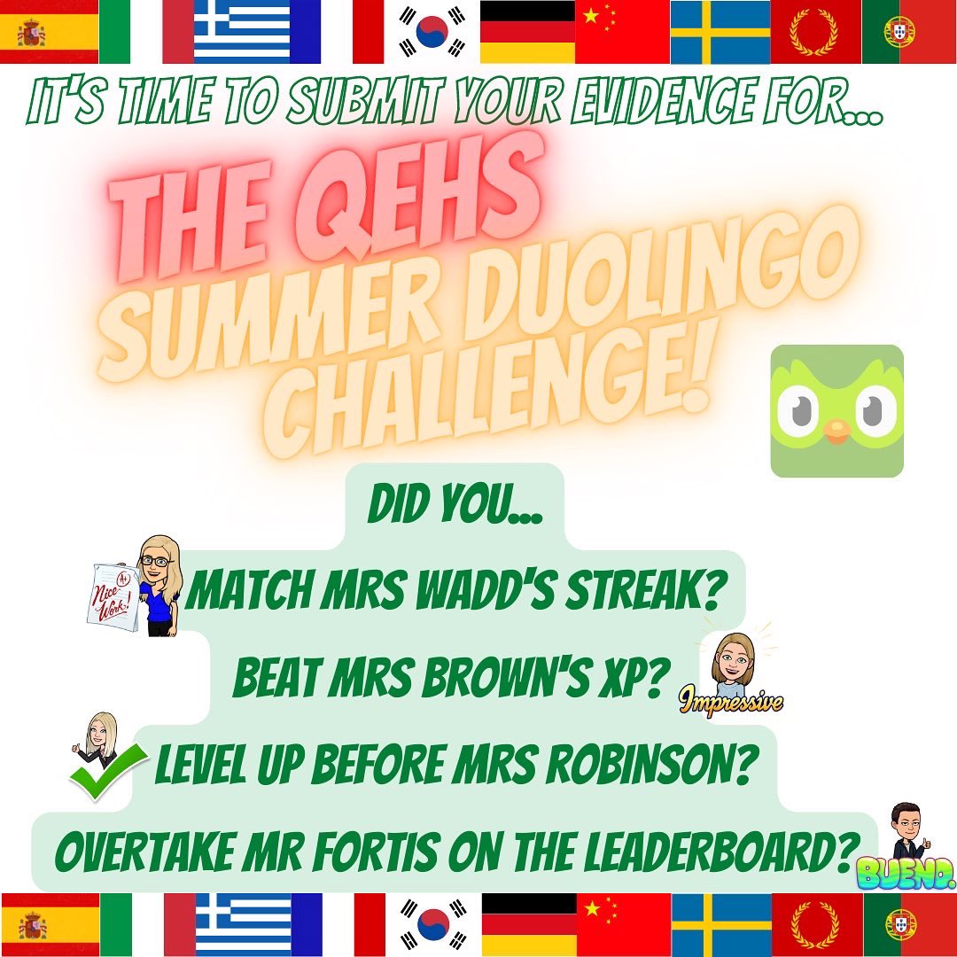 QehsMfl's tweet photo. Evidence time! Check your form or your language Google Classroom pages for more information! Any questions, please find Miss Souter in room 23 or drop her an email! ‼️DEADLINE FRIDAY 30th SEPTEMBER‼️ @QueenElizHigh https://t.co/w6t6KsC2X0