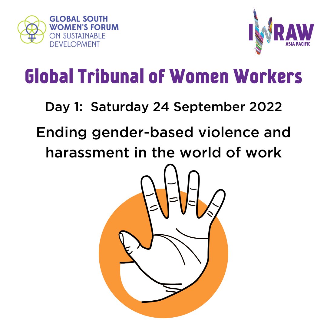IWRAW_AP's tweet photo. Day 1 of the Global Tribunal of Women Workers is themed around ending gender-based violence and harassment in the world of work. Witnesses will share their testimonies, documenting rights violations and demanding justice. Meet the Jury Working Group and facilitators! ⬇️ #GSWF2022 https://t.co/TWXVtBMaBZ