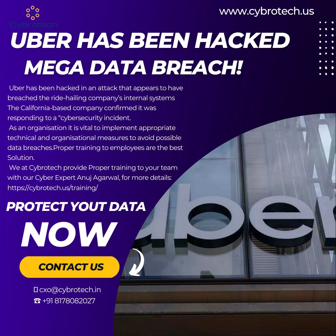 CybrotechT's tweet photo. Cybersecurity incident: Uber has been hacked in an attack that appears to have breached the ride-hailing company’s internal systems.
More details contact us at:
No - 8178082027
Email - cxo@cybrotech.in
Website - https://t.co/AFbtQGsMsg
#uber #cybersecurity #dataattack https://t.co/sxM2WAhgeA