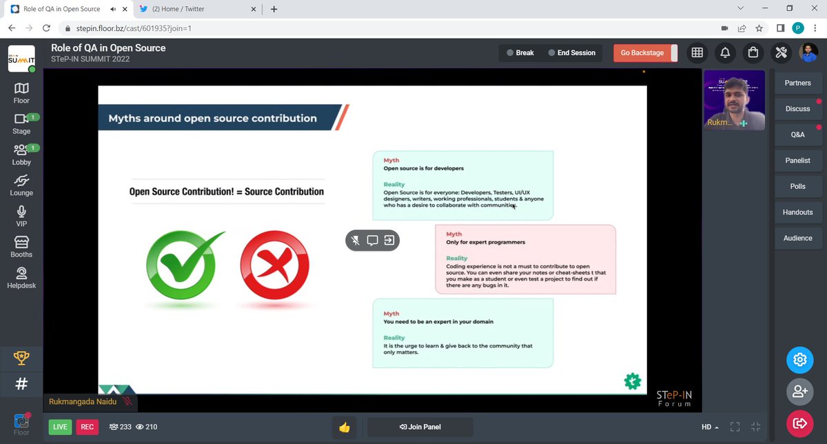 stepin_forum's tweet image. Let us understand myths around #opensourcetesting from @rukmangada at #stepinsummit2022