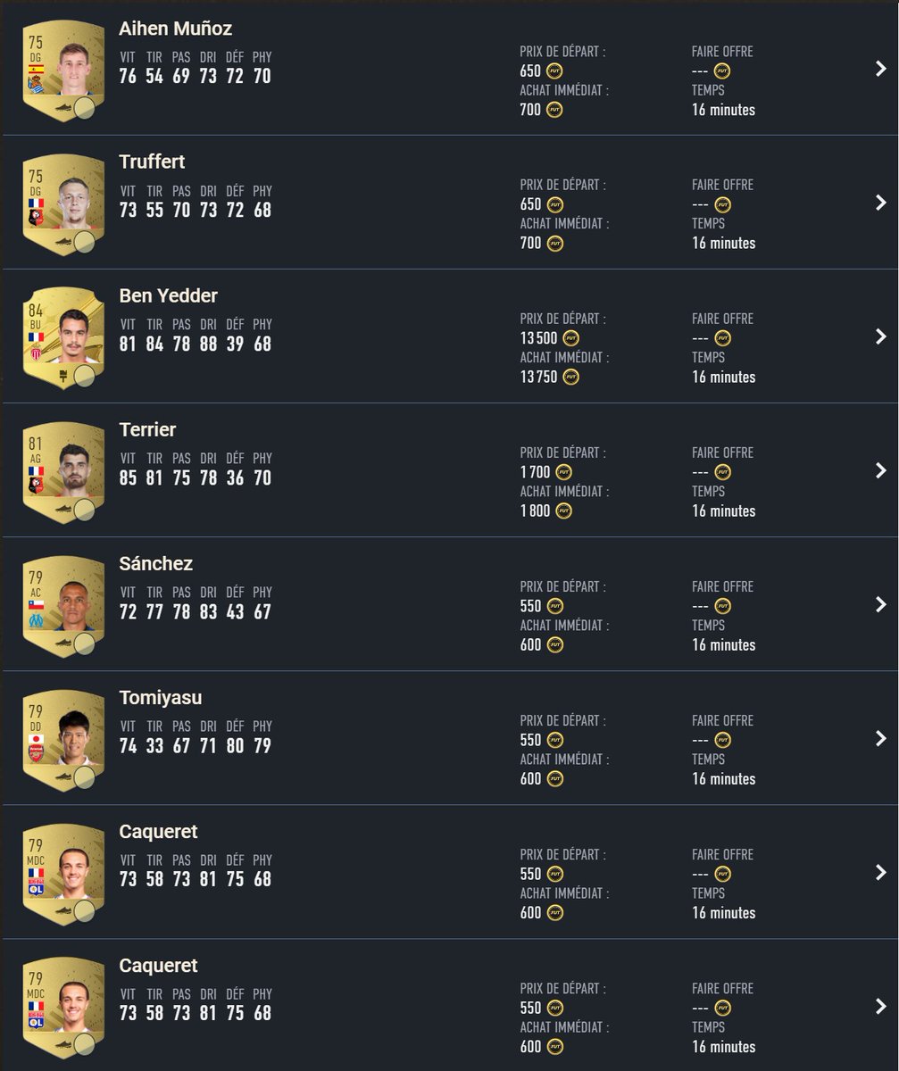 Nikovda's tweet photo. #FIFA23 #FUT23 #AR #APPLIWEB 58 joueurs en ventes💵📈🪙💸🤑 voici quelques exemples de joueurs que je vous partage et vous ca brasse fort les crédits ? https://t.co/L9m5m6zDIO
