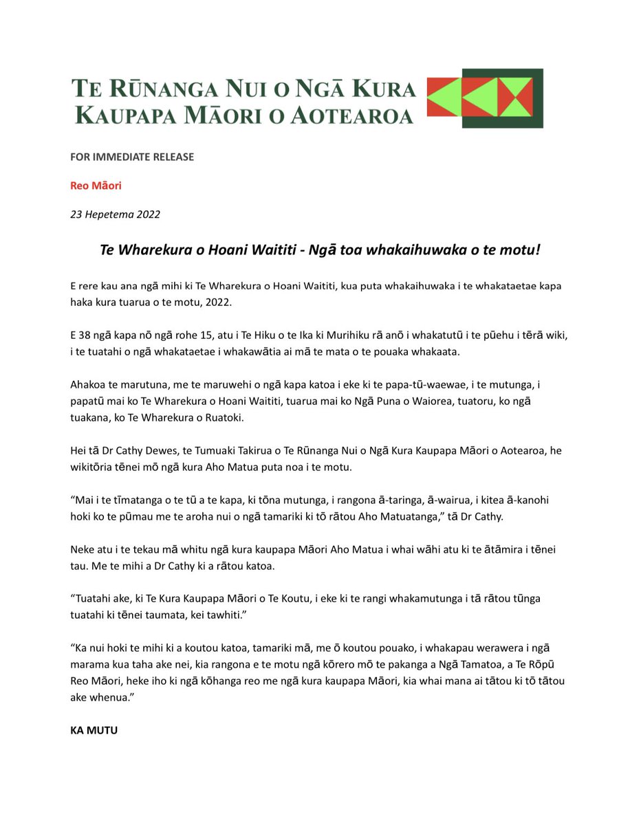 PĀNUI PĀPĀHO | “Mai i te tīmatanga o te tū a te kapa, ki tōna mutunga, i rangona ā-taringa, ā-wairua, i kitea ā-kanohi hoki ko te pūmau me te aroha nui o ngā tamariki ki tō rātou Aho Matuatanga,” - Dr Cathy Dewes.
