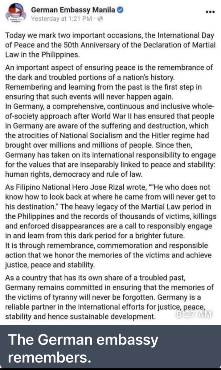 meggytol's tweet photo. Kindly share this with Mam “move on” Buti pa ang mga Germans. https://t.co/Pf4Kr7oN4i
