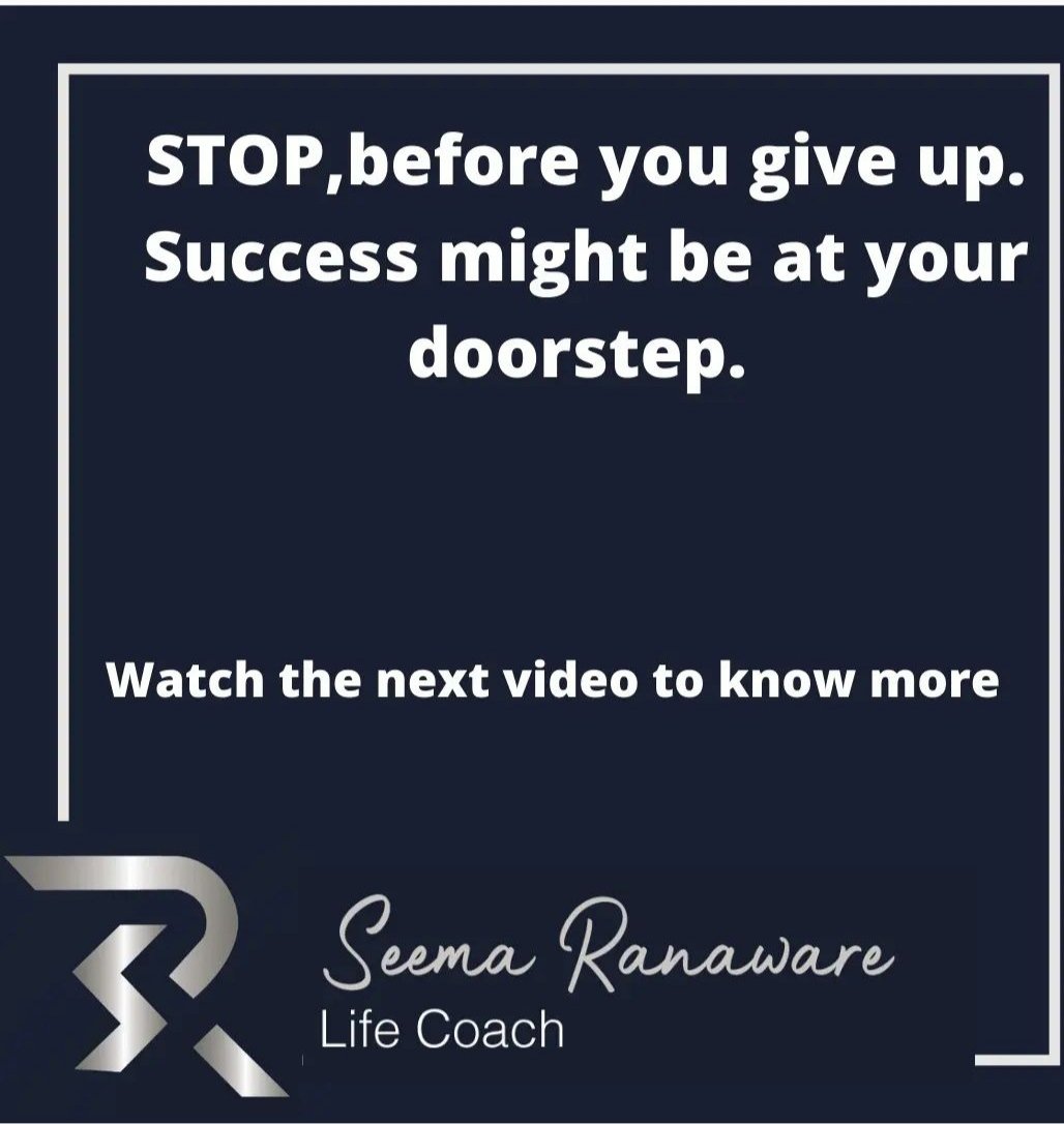 SeemaRanaware's tweet photo. Are you about to give up on something ? 

Then STOP✋ before you actually give up. 
 
Success might be at your doorstep.  

click here to book a ( FREE) Discovery Session with me. 

https://t.co/si1HYh02kg

#lifecoaching #gratitude #happiness  #success #successmindset https://t.co/U75fFpFvoR