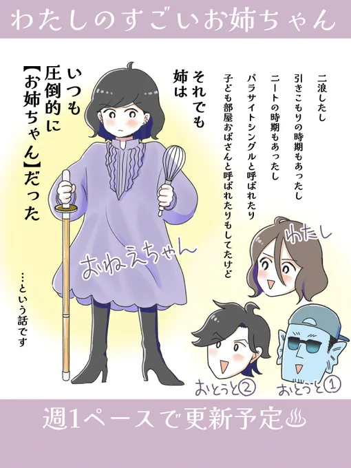 毎週金曜日を目安に更新
四十路姉妹の思い出マンガです😊 