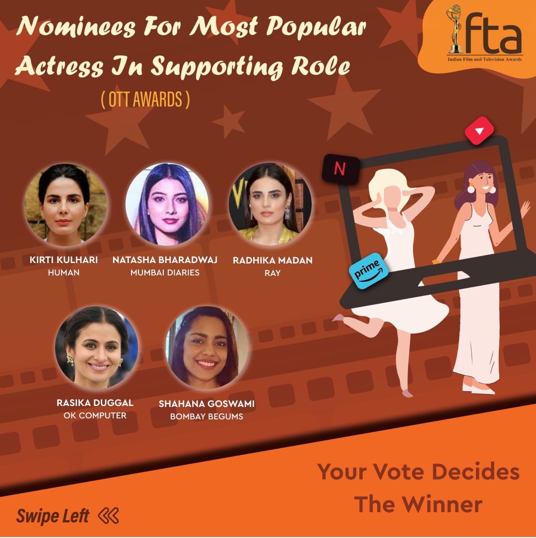 ifta_india's tweet photo. Indian web series managed to create
a special place in the hearts of the
audiences with the help of these
Supporting Actresses.
Vote for your Favourite OTT Actress in Lead role on https://t.co/4UrMcXNJeh and make them win IFTA 2022 ๐
#polbol #ifta https://t.co/ueSi9gtMmi