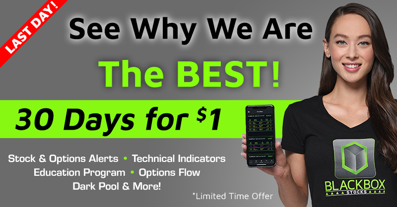 BlackBoxStocks's tweet photo. To show you we have the Best Tools, Data, Education, and Community of Traders, we're offering new members the first month on BlackBox for only $1. Discover the difference trading with the BlackBox Advantage!
