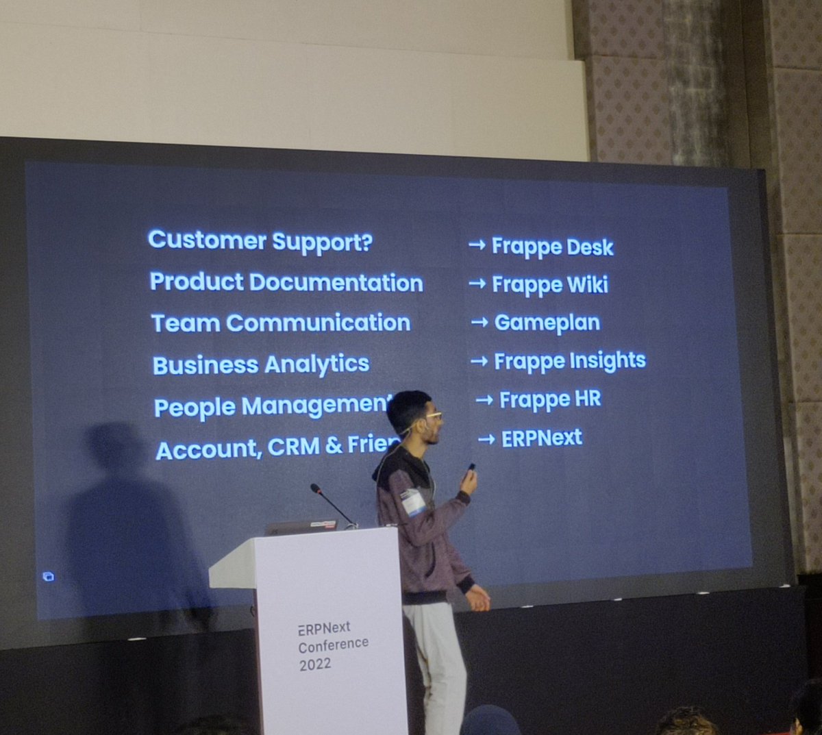 athulcajay's tweet photo. Damn @NagariaHussain awesome talk and even awesome presentation. Done like a pro!!!

#erpnextconference2022 https://t.co/dawv1KpaGP
