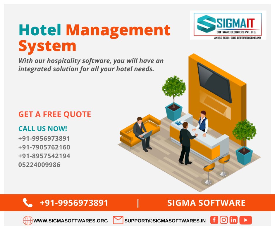 Sigmaitofficial's tweet photo. With our hospitality software, you will have an integrated solution for all your hotel needs.
..
Get A Free Demo!
📞 Call: 9956973891
🌎 Web: https://t.co/NjreIbAWuP
.
.
#hotelmanagementsystem #hotelmanagementsoftware #hotelmanagement #softwaredevelopment #SigmaITSoftware https://t.co/lZsGgMjhGO