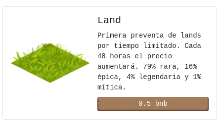 AgeOfHolders's tweet photo. Ya puedes comprar las Lands en la tienda del juego. Su precio es de 0.5 BNB pero aumentará un 10% cada 48 horas para favorecer a quienes compren primero (Riesgo/Beneficio). Su utilidad no será desvelada hasta el final de la venta.

#BSC #BSCGems #Crypto #BSC https://t.co/TCbYbgD8cB