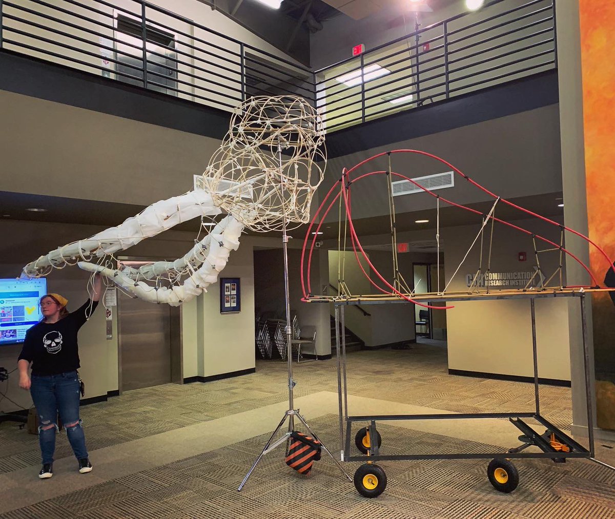 ThingumaTheatre's tweet photo. Day five, halfway done with giant lantern puppet workshop at @WilliamPennU #Oskaloosa Iowa. Mammoth taking shape, lights going in, papering starts tomorrow!
#oskygiantlaterns
#wmpenncreativearts
#mammothlycreative
#puppetry #puppetworkshop https://t.co/8Ox29m8jft