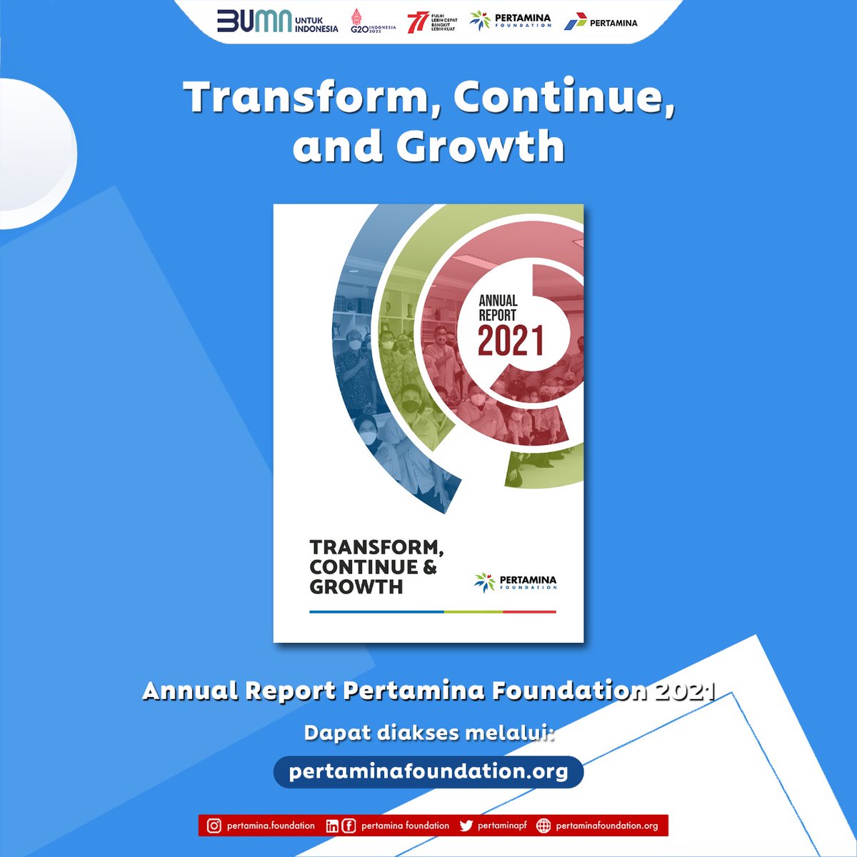 PertaminaPF's tweet photo. Supaya #PFriends semakin paham tugas Pertamina Foundation itu apa, Annual Report Pertamina Foundation 2021 sudah rilis, lho! Segera kunjungi https://t.co/pJRLCKF5N9 di bagian laporan tahunan.
Sttt, #PFriends tahu nggak sih, apa jargon Pertamina Foundation?π§ https://t.co/JKoldMEy2i