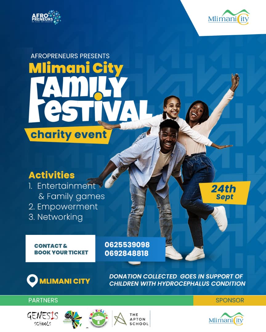 Family festival inafanyika kesho tarehe 24 Mlimani City, unakaribishwa kuja na  na marafiki, ndugu na familia yako kiujumla ,fedha zitakazopatikana zote ni kwaajili ya kuwasaidia watoto wenye changamoto ya vichwa vikubwa/hydrocephalus  #FamilyFestival