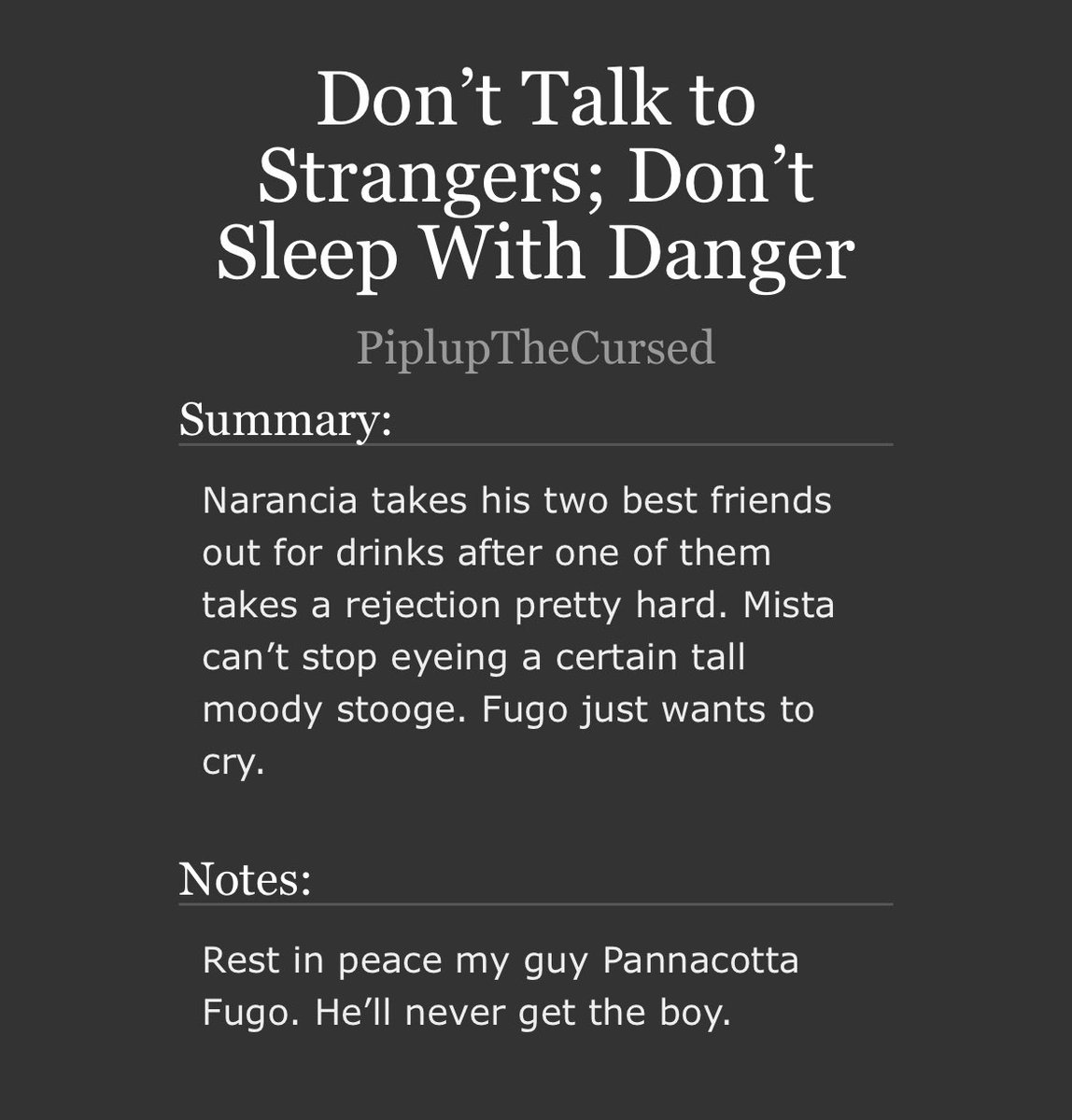 CursedPiplup's tweet photo. I am writing something extremely filthy. Atm. 😬
ANYWAYS. Go read my #AbbaMis. I believe it to be my best published fic. They are so fun to write. Very many silly moments. https://t.co/PeLnf2RPN2
