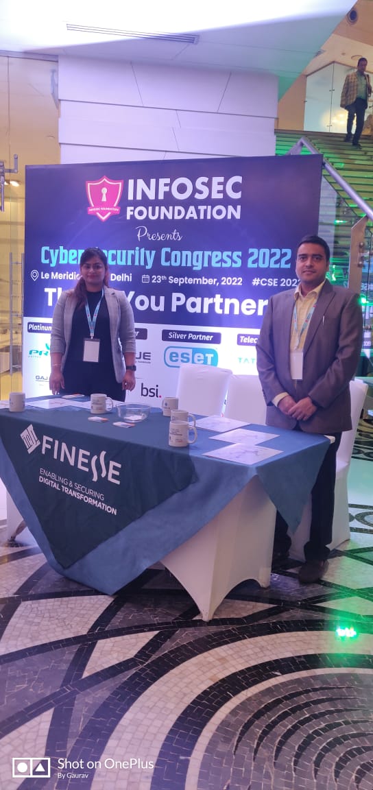 FinesseGlobal's tweet photo. Finesse Global at the "Multicity Cyber Security Congress 2022" in Delhi today. Do visit us to know on how we could help your organization in securing your digital transformation journey.
Theme: New Normal Cyber Security, Emerging Technology Trends &amp; Adoption https://t.co/jYAkODD6fX