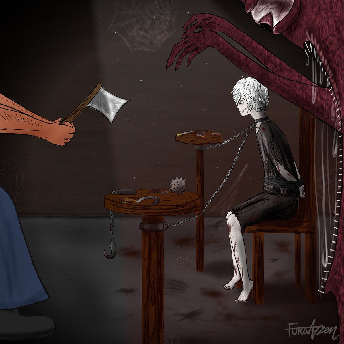 FukazenF's tweet photo. 惺と怪物の出会い。
--
I want to draw the story of my oc Kousei and the monster so badly and so I make it within a week... It's my first time making up a short animation, go check my IG @fuka.nzen! Hope you like it.
--
惺は 怪物を 友達に やりだんだ。

#illustration #イラスト https://t.co/h4vu2Yujht