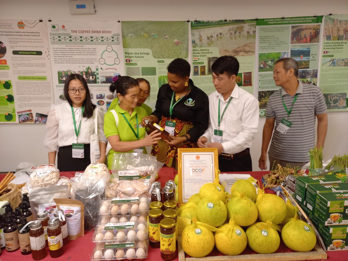 EAFFinfo's tweet photo. EAFF President @elizabethnsima  @PAFO Director Women Affairs, @WFO Africa Rep &amp; @NAACug Advisory Chair, #exhibitionstalls #forestryfarmproducts  @theInternational Conference #sharingandlearning #forestfarmfacility producer organisations in Hanoi, Vietnam.  #FAO #IIED #IUCN https://t.co/0OrGSwe1tT