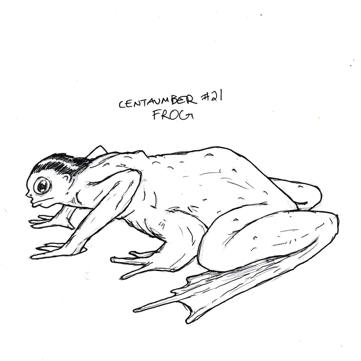 byduncanshields's tweet photo. My September drawing challenge this year is Centaumber which will be the 'centaurification' of non-horse animals. This is #21: Frog. #centaumber #centaur #inktember #hybrid #animal #frog #toad https://t.co/gQzicgyGuy